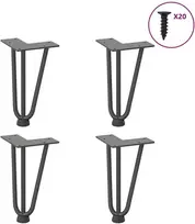 Kavos staliuko kojelės, 4 vnt., antracito spalvos, 20 cm, plienas