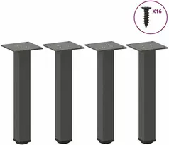 Kavos staliuko kojelės, 4 vnt., antracito spalvos, 30-32 cm, plienas