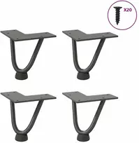Kavos staliuko kojelės, 4 vnt., antracito spalvos, 10 cm, plienas, segtukai