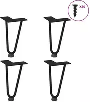 Kavos staliuko kojelės, 4 vnt., juodos, 20 cm, plienas, segtukai