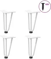 Kavos staliuko kojelės, 4 vnt., baltos, 20 cm, plienas, segtukai