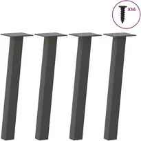 Kavos staliuko kojelės, 4 vnt., antracito spalvos, 42 cm, plienas