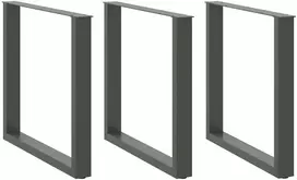 Valgomojo stalo kojos, 3 vnt., antracito spalvos, 90x(72-73) cm, plienas, U formos