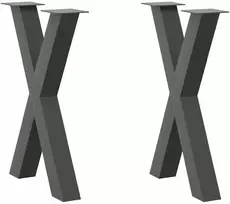Valgomojo stalo kojos, X formos, 2 vnt., antracito spalvos, 50x(72-73) cm, plienas