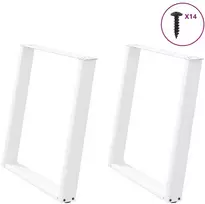Valgomojo stalo kojelės, U formos, 2 vnt., balta, 80x(72-73)cm