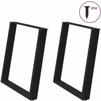 Valgomojo stalo kojelės, U formos, 2 vnt., juoda, 70x(72-73)cm