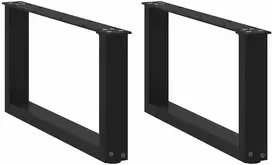 Kavos staliuko kojelės, U formos, 2 vnt., juoda, 70x(30-31)cm