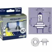 Narva Lempučių komplektas 55W 12V PX26d H7 Range Power Baltas+