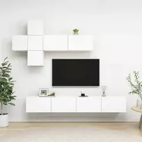 TV staliukas Televizoriaus spintelių komplektas, 7 dalių, baltas, MDP