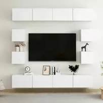 TV staliukas Televizoriaus spintelių komplektas, 8 dalių, baltas, MDP