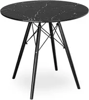 PARIS Juodas DTW apvalus stalas, 80 cm, juodas marmuras