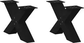 Kavos staliuko kojelės, 2 vnt., juodos, 60x(30-31) cm, plienas, X formos