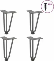 Kavos staliuko kojelės, 4 vnt., natūralus plienas, 20 cm, tvirtas plienas