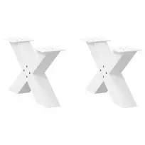 Kavos staliuko kojelės, 2 vnt., baltos, 60x(30-31) cm, plienas, X formos
