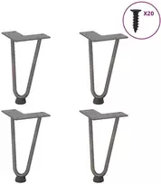 Kavos staliuko kojelės, 4 vnt., natūralus plienas, 20 cm, tvirtas plienas
