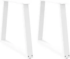 Valgomojo stalo kojelės, 2 vnt., baltos, 80x(72-73,3) cm, plienas, V formos