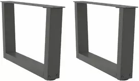 Kavos staliuko kojelės, V formos, 2 vnt., antracito spalvos, 60x(30-31,3) cm, plienas