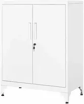 Songmics Užrakinama dokumentų spinta su 2 durelėmis 40 x 80 x 90 cm matinės baltos spalvos