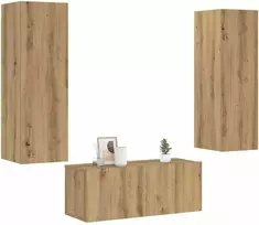 TV staliukas 3 dalių sieninis televizoriaus spintelės komplektas Artisan Oak