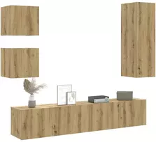 TV staliukas 5 dalių sieninis televizoriaus spintelės komplektas Artisan Oak