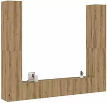 TV staliukas 6 dalių sieninis televizoriaus spintelės komplektas Artisan Oak