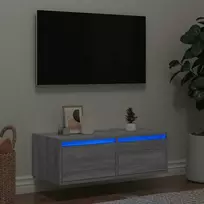 TV staliukas Televizoriaus spintelė su LED, pilka ąžuolo, 75x35,5x25 cm
