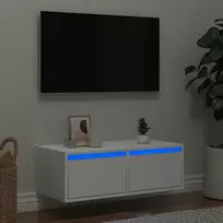 TV staliukas Televizoriaus spintelė su LED apšvietimu, balta, 75x35,5x25 cm