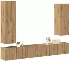 TV staliukas 4 dalių sieninis televizoriaus spintelės komplektas Artisan Oak