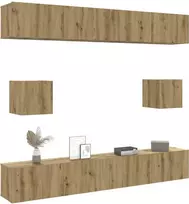 TV staliukas 6 dalių sieninis televizoriaus spintelės komplektas Artisan Oak