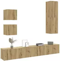 TV staliukas 5 dalių sieninis televizoriaus spintelės komplektas Artisan Oak