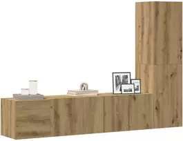 TV staliukas 3 dalių sieninis televizoriaus spintelės komplektas Artisan Oak