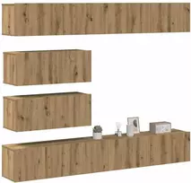 TV staliukas 6 dalių sieninis televizoriaus spintelės komplektas Artisan Oak