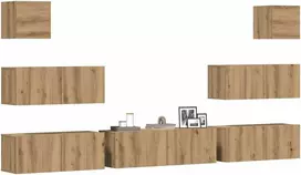TV staliukas 7 dalių sieninis televizoriaus spintelės komplektas Artisan Oak