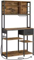 Songmics Vasagle Virtuvės lentyna su lizdais ir medžiaginiu stalčiumi 40 x 100 x 180,4 cm