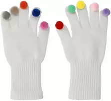 Topt Pirštinės telefonams with pom poms Baltas
