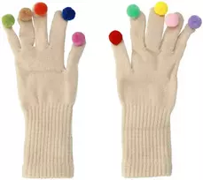 Topt Pirštinės telefonams with pom poms BEIGE