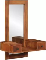 sieninis veidrodis su stalčiais 60x33x90 cm akacijos masyvo