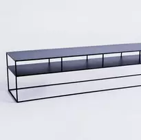 Customform RTV stalas, TENSIO 2 AUKŠTŲ METALAS, 200x45 cm, Juoda
