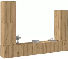 TV staliukas 4 dalių sieninis televizoriaus spintelės komplektas Artisan Oak