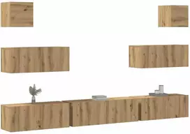 TV staliukas 7 dalių sieninis televizoriaus spintelės komplektas Artisan Oak
