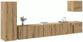 TV staliukas 5 dalių sieninis televizoriaus spintelės komplektas Artisan Oak