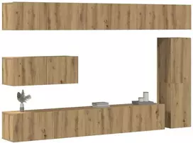 TV staliukas 7 dalių sieninis televizoriaus spintelės komplektas Artisan Oak