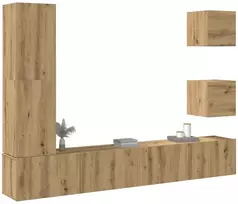 TV staliukas 5 dalių sieninis televizoriaus spintelės komplektas Artisan Oak
