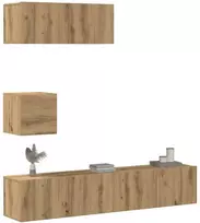 TV staliukas 4 dalių sieninis televizoriaus spintelės komplektas Artisan Oak