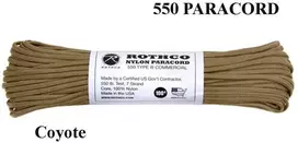 Rothco Virvutė 550 Paracord 30 m Coyote