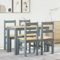 Valgomojo komplektas PANAMA, 5 dalių, pilka pušies masyvas