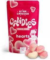 Supergarden STAR CANDIES šaltyje džiovinti guminukai "Hearts", 30g.