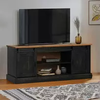 TV staliukas televizoriaus spintelė HALDEN 2 stumdomos durys juodos