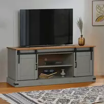 TV staliukas televizoriaus spintelė HALDEN 2 stumdomos durys pilka