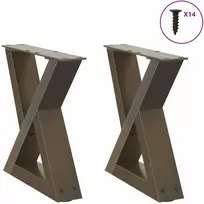 Kavos staliuko kojelės, 2 vnt., natūralus plienas, 40x(30-31,3) cm, plienas